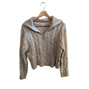 Sincerely Jules Cream, Tan Sweater Cable Knit Women's Size M Quarter Zip